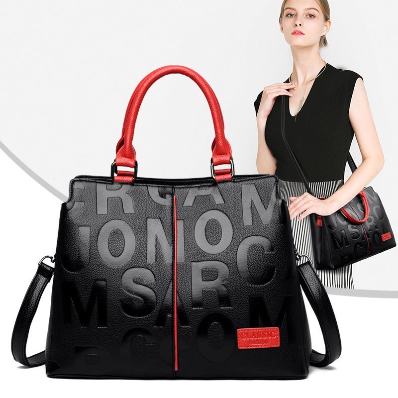 Monogram print shoulder bag Eye Catching Color With Large Capacity Casual Handbag