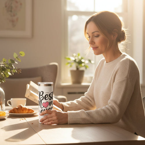 Best Mom Ever White Skinny Tumbler - Gift for Mom Birthday Mothers Day