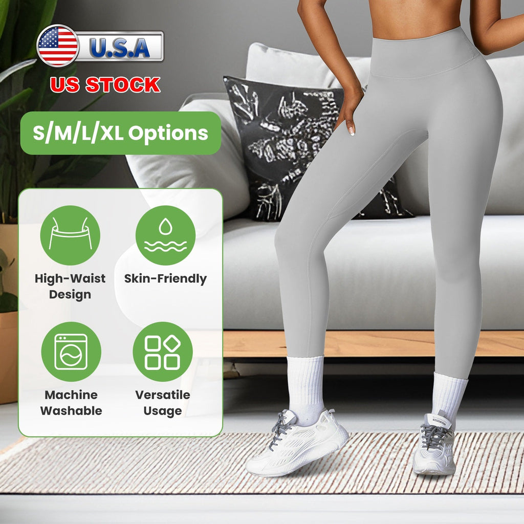Women\'s High Waist Workout Leggings Tummy Control Compression Yoga Tight Pants Gym Pants Athletic Running Leggings with 25In Inseam No Front Seam